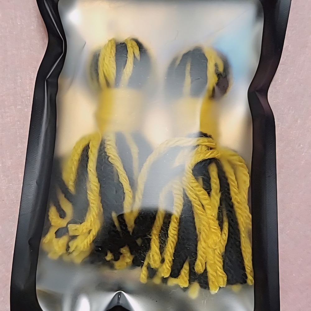 Yellow and Black Tassel Earrings